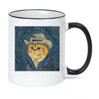 Vincent Meow Gogh Funny Starry Night Cat Van Gogh Cat 11oz Black Color Changing Mug