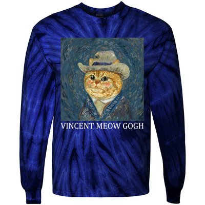 Vincent Meow Gogh Funny Starry Night Cat Van Gogh Cat Tie-Dye Long Sleeve Shirt