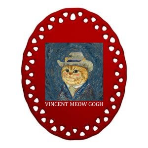 Vincent Meow Gogh Funny Starry Night Cat Van Gogh Cat Ceramic Oval Ornament