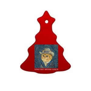 Vincent Meow Gogh Funny Starry Night Cat Van Gogh Cat Ceramic Tree Ornament