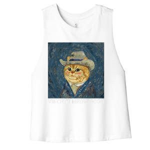 Vincent Meow Gogh Funny Starry Night Cat Van Gogh Cat Women's Racerback Cropped Tank