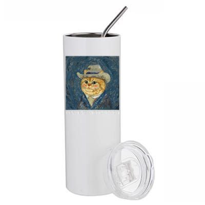 Vincent Meow Gogh Funny Starry Night Cat Van Gogh Cat Stainless Steel Tumbler