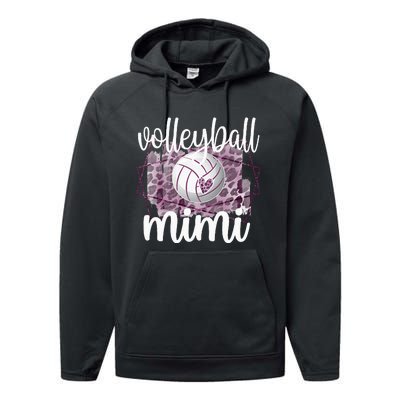 Volleyball Mimi Grandma Of Volleyball Player Performance Fleece Hoodie