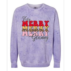 Very Merry Granny Boho Xmas Lights Leopard Christmas Pajama Cute Gift Colorblast Crewneck Sweatshirt