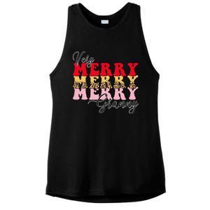 Very Merry Granny Boho Xmas Lights Leopard Christmas Pajama Cute Gift Ladies PosiCharge Tri-Blend Wicking Tank