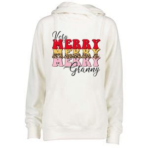 Very Merry Granny Boho Xmas Lights Leopard Christmas Pajama Cute Gift Womens Funnel Neck Pullover Hood