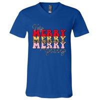 Very Merry Granny Boho Xmas Lights Leopard Christmas Pajama Cute Gift V-Neck T-Shirt