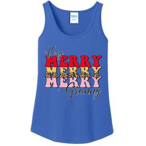 Very Merry Granny Boho Xmas Lights Leopard Christmas Pajama Cute Gift Ladies Essential Tank