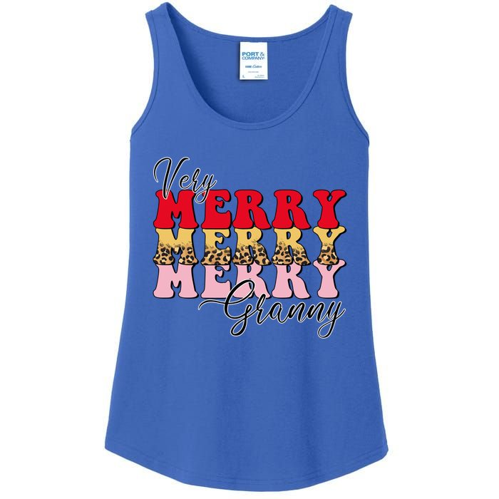 Very Merry Granny Boho Xmas Lights Leopard Christmas Pajama Cute Gift Ladies Essential Tank