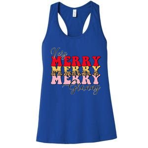 Very Merry Granny Boho Xmas Lights Leopard Christmas Pajama Cute Gift Women's Racerback Tank