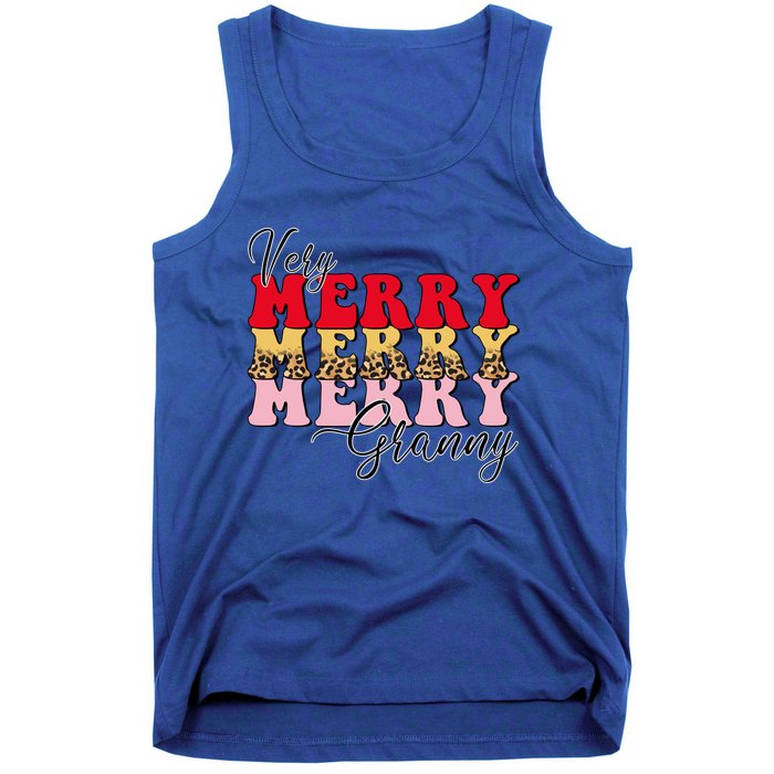 Very Merry Granny Boho Xmas Lights Leopard Christmas Pajama Cute Gift Tank Top