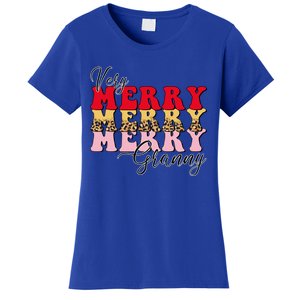 Very Merry Granny Boho Xmas Lights Leopard Christmas Pajama Cute Gift Women's T-Shirt