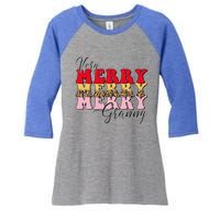 Very Merry Granny Boho Xmas Lights Leopard Christmas Pajama Cute Gift Women's Tri-Blend 3/4-Sleeve Raglan Shirt