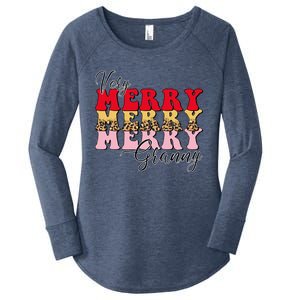 Very Merry Granny Boho Xmas Lights Leopard Christmas Pajama Cute Gift Women's Perfect Tri Tunic Long Sleeve Shirt