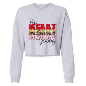 Very Merry Granny Boho Xmas Lights Leopard Christmas Pajama Cute Gift Cropped Pullover Crew