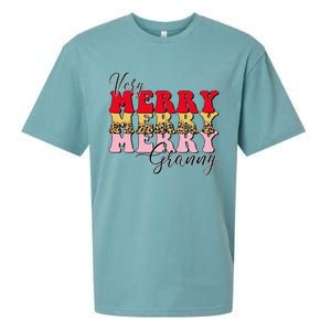 Very Merry Granny Boho Xmas Lights Leopard Christmas Pajama Cute Gift Sueded Cloud Jersey T-Shirt