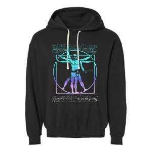 Vitruvian Man Guitarist Rock Star Leonardo Da Vinci Guitar Garment-Dyed Fleece Hoodie