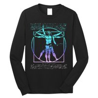 Vitruvian Man Guitarist Rock Star Leonardo Da Vinci Guitar Long Sleeve Shirt