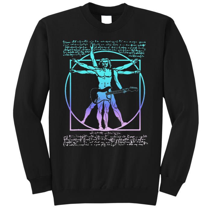 Vitruvian Man Guitarist Rock Star Leonardo Da Vinci Guitar Sweatshirt