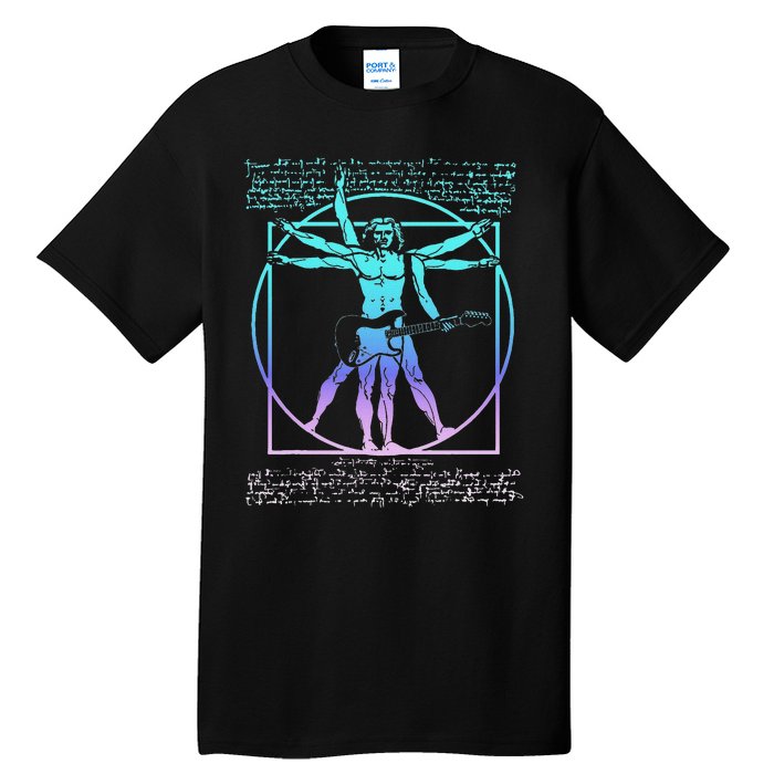 Vitruvian Man Guitarist Rock Star Leonardo Da Vinci Guitar Tall T-Shirt