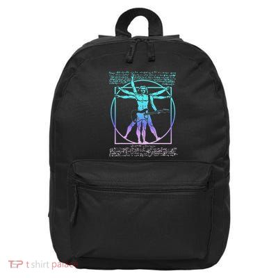 Vitruvian Man Guitarist Rock Star Leonardo Da Vinci Guitar 16 in Basic Backpack