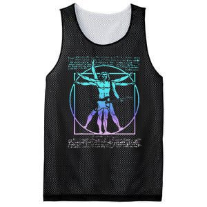 Vitruvian Man Guitarist Rock Star Leonardo Da Vinci Guitar Mesh Reversible Basketball Jersey Tank