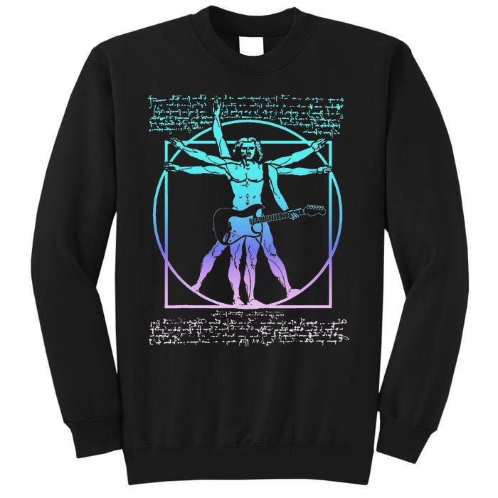 Vitruvian Man Guitarist Rock Star Leonardo Da Vinci Guitar Tall Sweatshirt