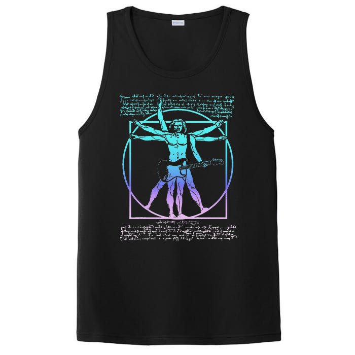 Vitruvian Man Guitarist Rock Star Leonardo Da Vinci Guitar PosiCharge Competitor Tank