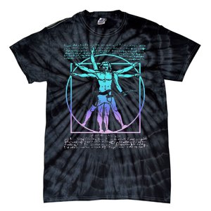 Vitruvian Man Guitarist Rock Star Leonardo Da Vinci Guitar Tie-Dye T-Shirt