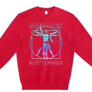 Vitruvian Man Guitarist Rock Star Leonardo Da Vinci Guitar Premium Crewneck Sweatshirt