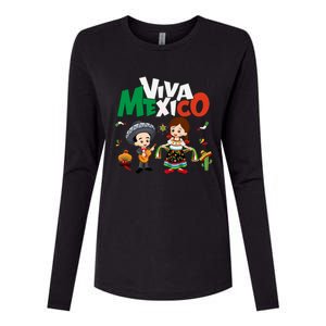 Viva Mexico Guitar Mexican Independence Womens Cotton Relaxed Long Sleeve T-Shirt