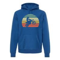 Vintage Motocross Gift Dirt Bike Silhouette Retro Dirt Bike Gift Premium Hoodie