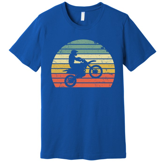 Vintage Motocross Gift Dirt Bike Silhouette Retro Dirt Bike Gift Premium T-Shirt