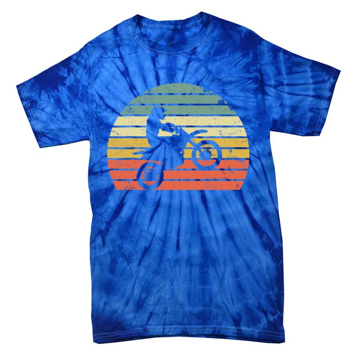 Vintage Motocross Gift Dirt Bike Silhouette Retro Dirt Bike Gift Tie-Dye T-Shirt