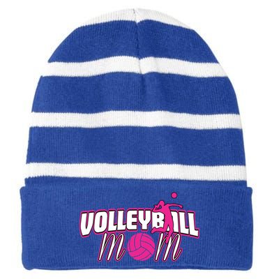 Volleyball Mom Gift Striped Beanie with Solid Band