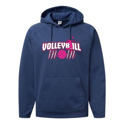 Volleyball Mom Gift Performance Fleece Hoodie