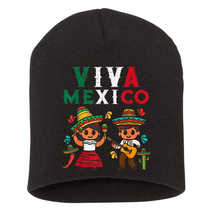 Viva Mexico Girl Maracas Guitar Mexican Independence Short Acrylic Beanie