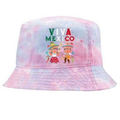 Viva Mexico Girl Maracas Guitar Mexican Independence Tie-Dyed Bucket Hat