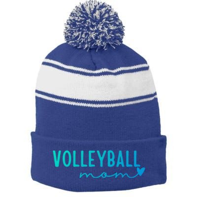 Volleyball Mom Game Love Gift Stripe Pom Pom Beanie