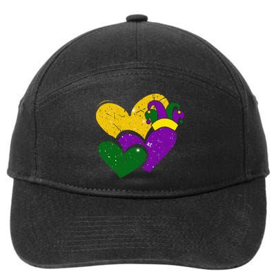 Vintage Mardi Gras Cute Hearts 7-Panel Snapback Hat