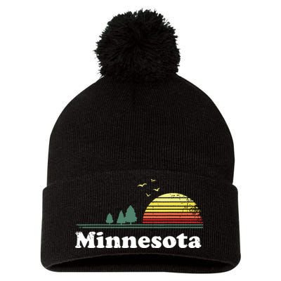 Vintage Minnesota Grown Mn Home Design Souvenir Pom Pom 12in Knit Beanie