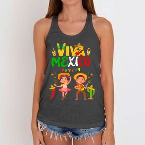 Viva Mexico Guitar Mexican Independence Day Fiesta Women's Knotted Racerback Tank