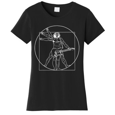 Vitruvian Man Guitar Music Player Da Vinci Guitarist Gift Women's T-Shirt