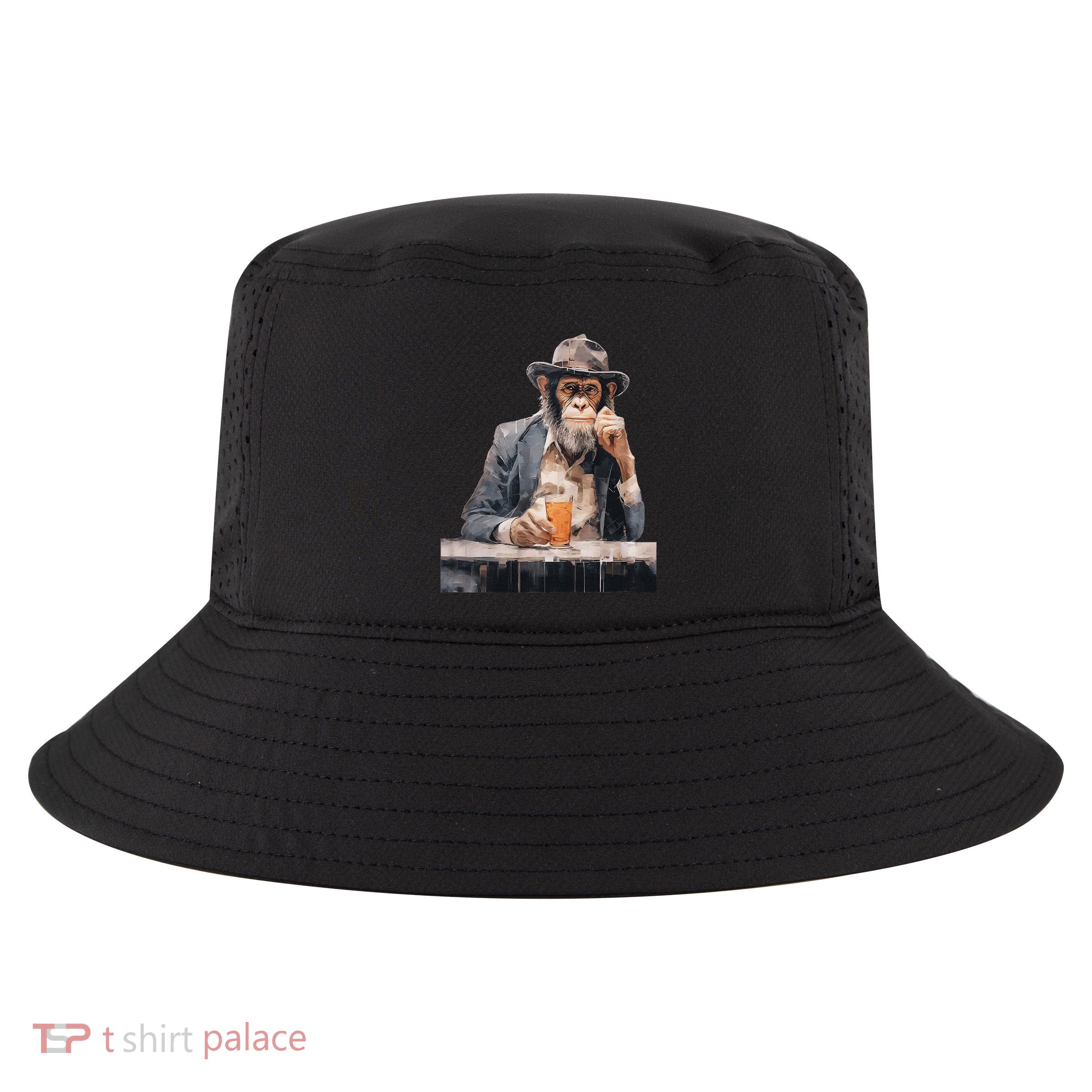Vintage Monkey Gentleman Drink Whiskey Oil Painting Cool Comfort Performance Bucket Hat