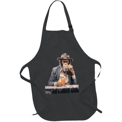 Vintage Monkey Gentleman Drink Whiskey Oil Painting Apron