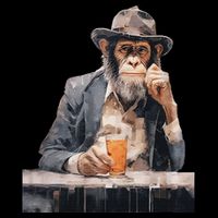 Vintage Monkey Gentleman Drink Whiskey Oil Painting Womens Tank Top