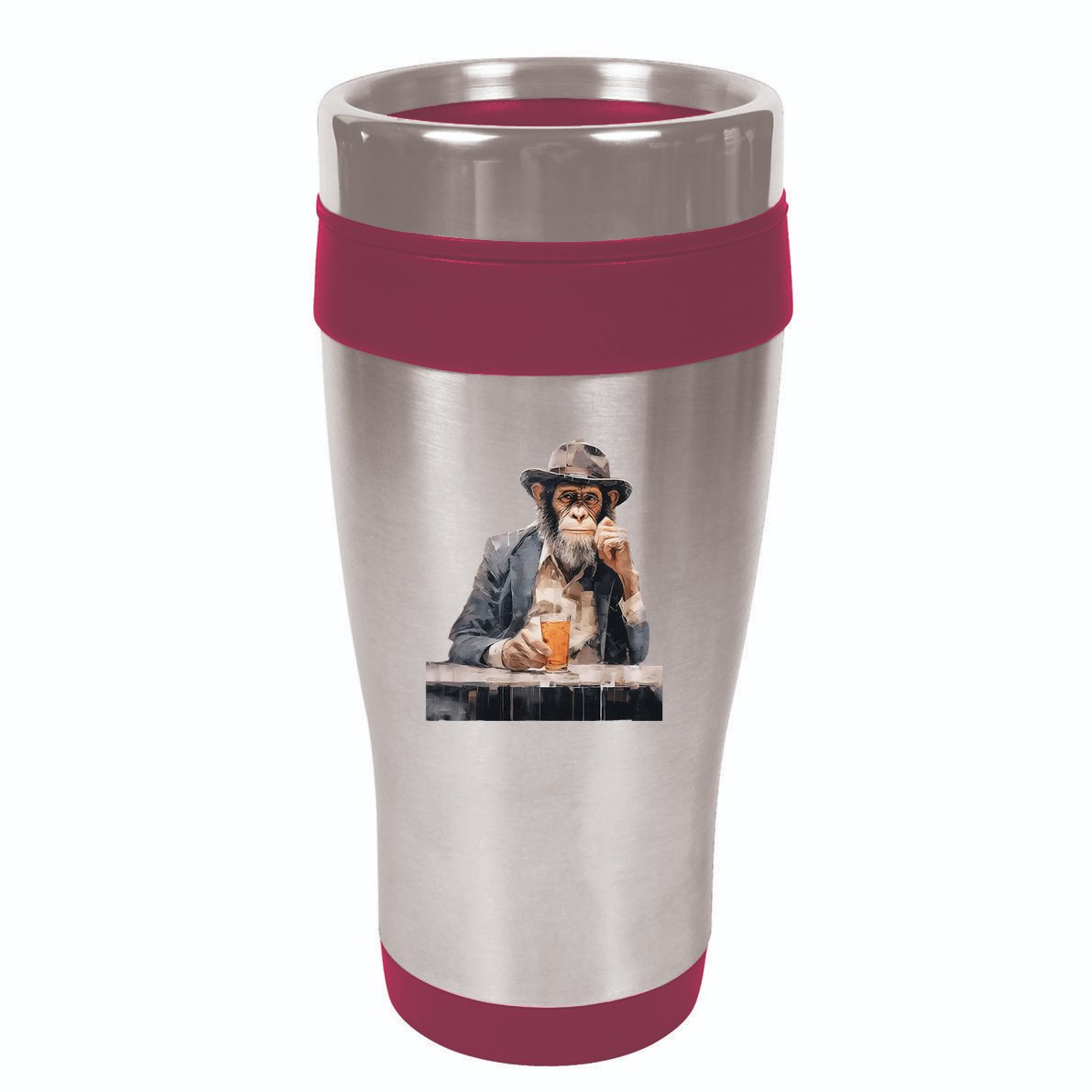 Vintage Monkey Gentleman Drink Whiskey Oil Painting 16oz Travel Tumbler