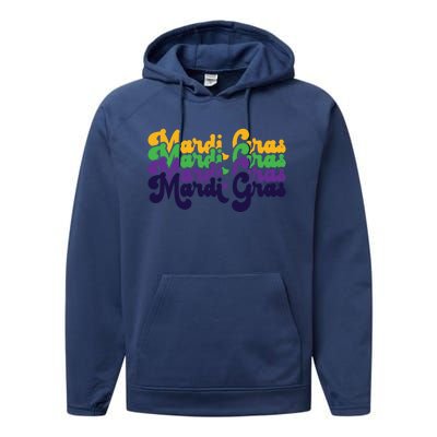 Vintage Meaningful Gift Mardi Gras Gift Performance Fleece Hoodie