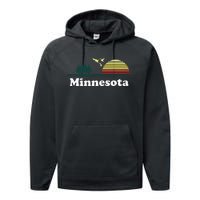 Vintage Minnesota Grown Mn Home Design Souvenir Performance Fleece Hoodie