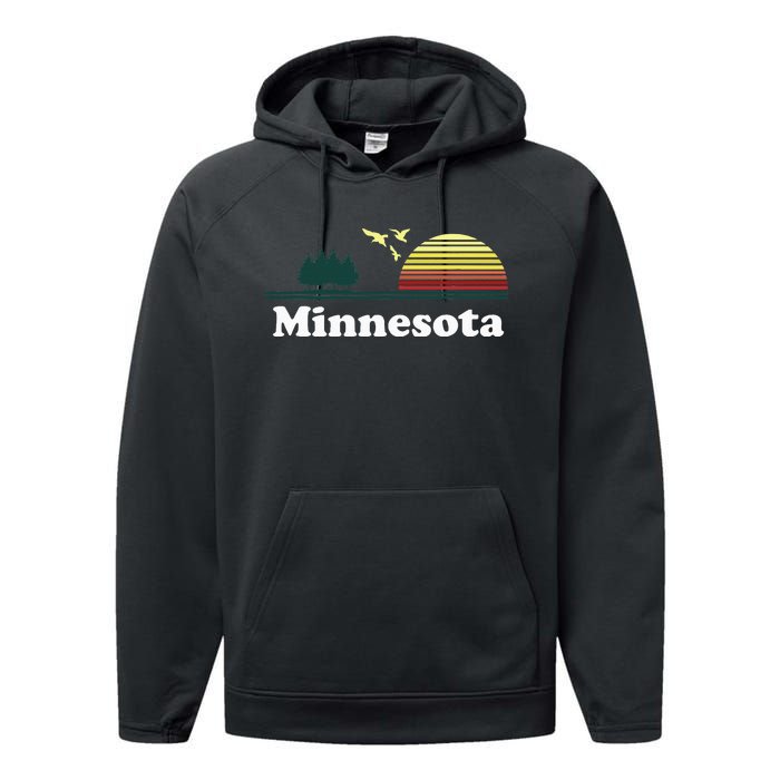 Vintage Minnesota Grown Mn Home Design Souvenir Performance Fleece Hoodie